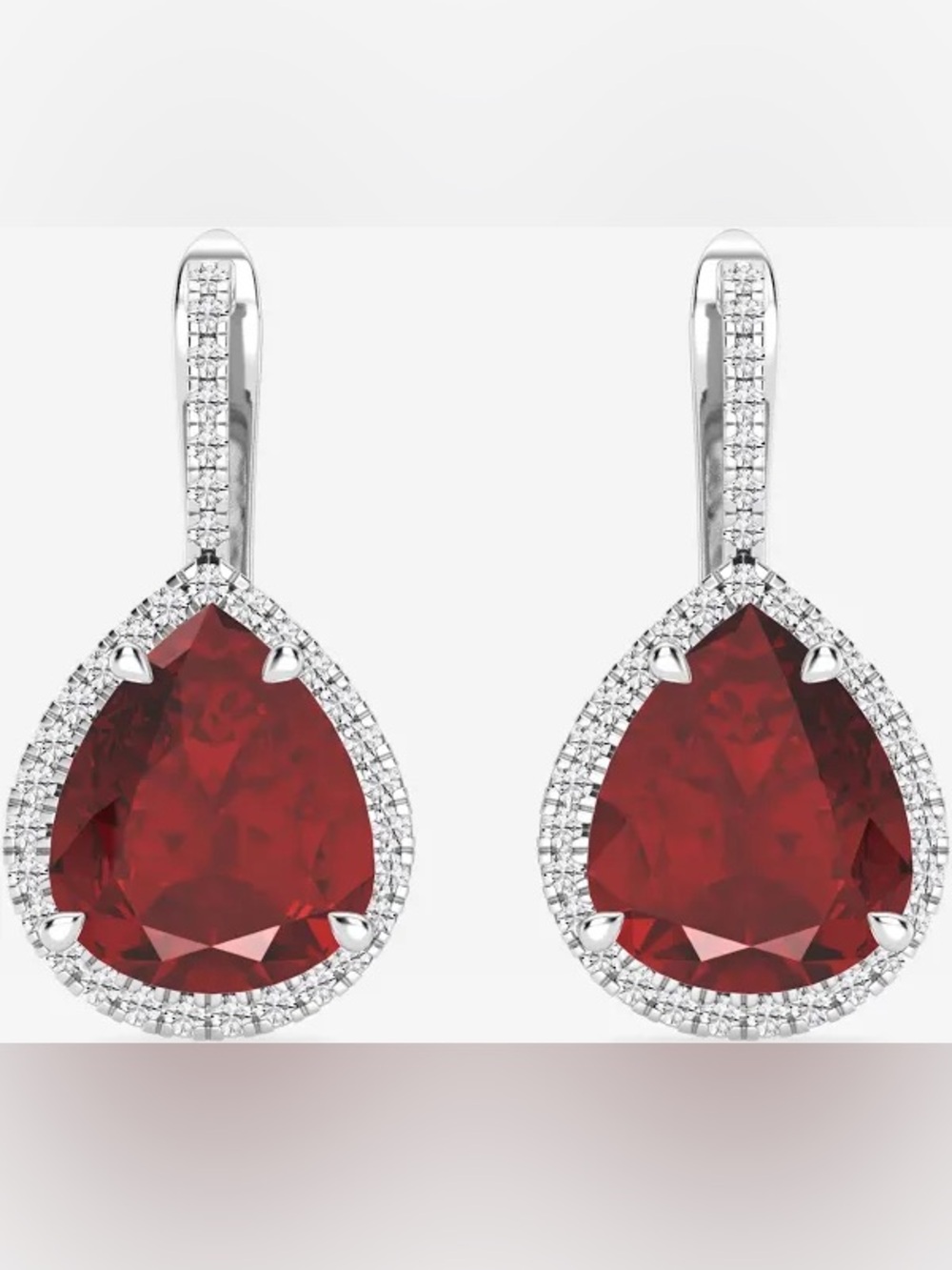 Elegant Silver Teardrop Red Crystal Earrings